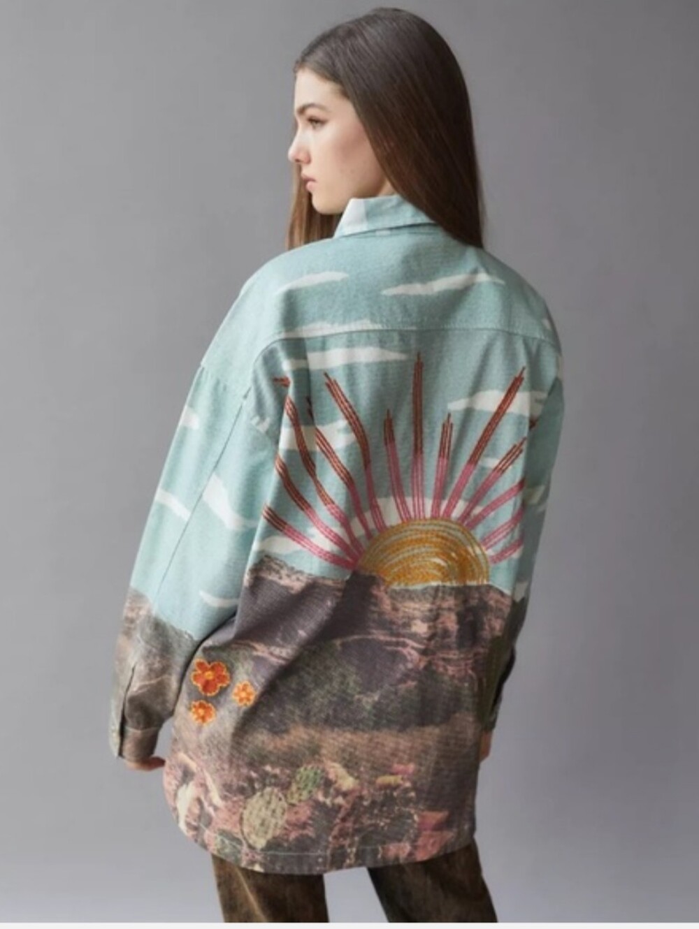 BDG x Urban Outfitters Ashlyn Embellished Western Desert Shirt Jacket EUC